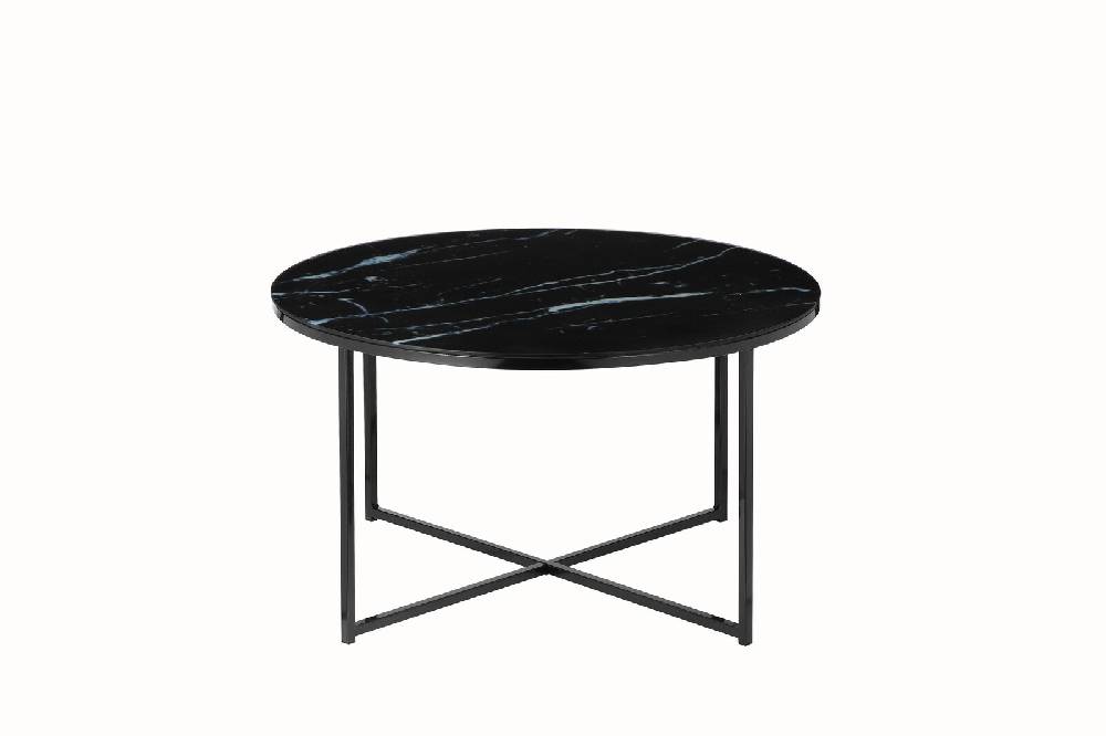 Salesfever Couchtisch Schwarz Ø 80 cm Marmoroptik Daisy Super Rabatt