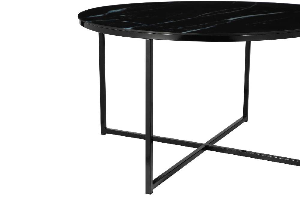 Salesfever Couchtisch Schwarz Ø 80 cm Marmoroptik Daisy Super Rabatt