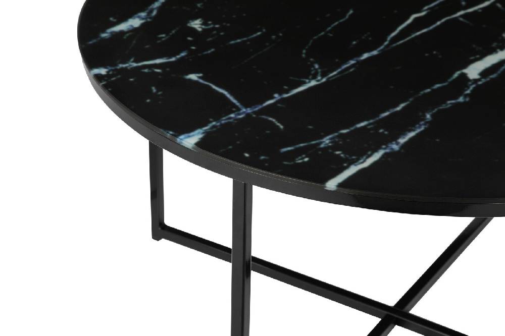 Salesfever Couchtisch Schwarz Ø 80 cm Marmoroptik Daisy Super Rabatt