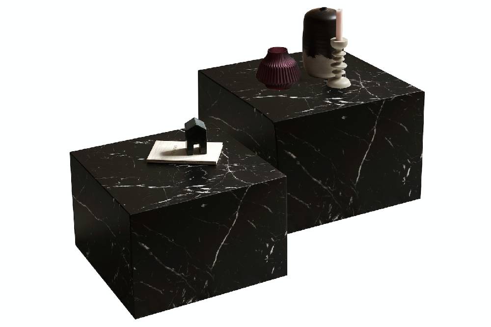 Salesfever Couchtisch Schwarz 2er Set in Marmoroptik Harley Limitierter Zeitrabatt