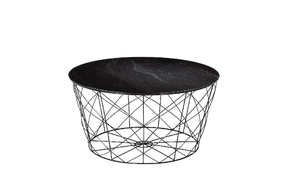 Salesfever Couchtisch Schwarz mit Metallkorb Ø 80 cm Noa Fabrik Onlineshop