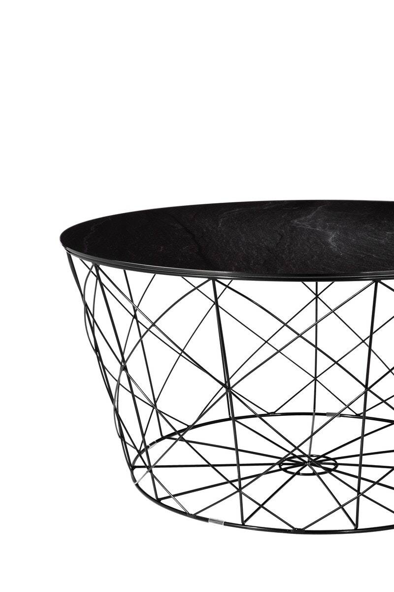 Salesfever Couchtisch Schwarz mit Metallkorb Ø 80 cm Noa Fabrik Onlineshop