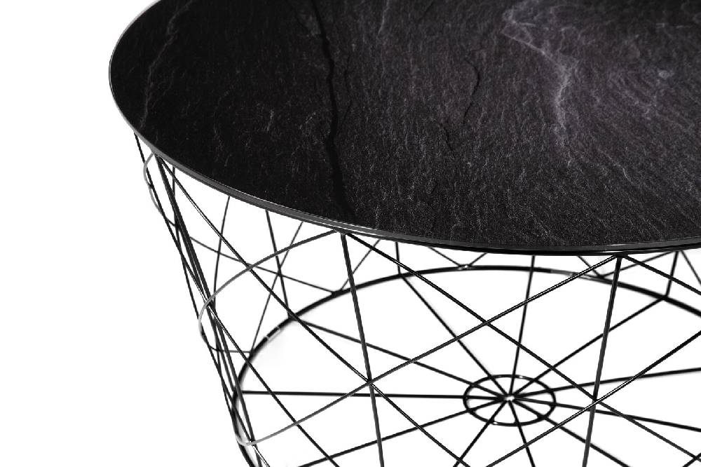 Salesfever Couchtisch Schwarz mit Metallkorb Ø 80 cm Noa Fabrik Onlineshop