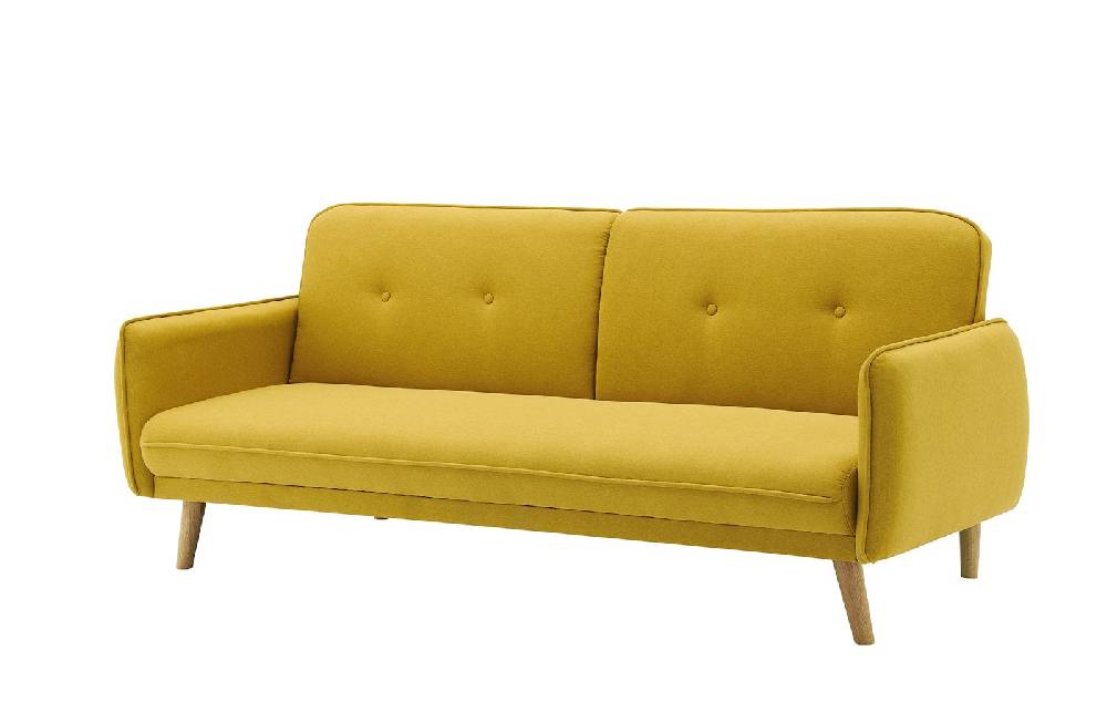 Salesfever 3-Sitzer Sofa Strukturstoff fein Gelb Clik Clak Sonderangebot