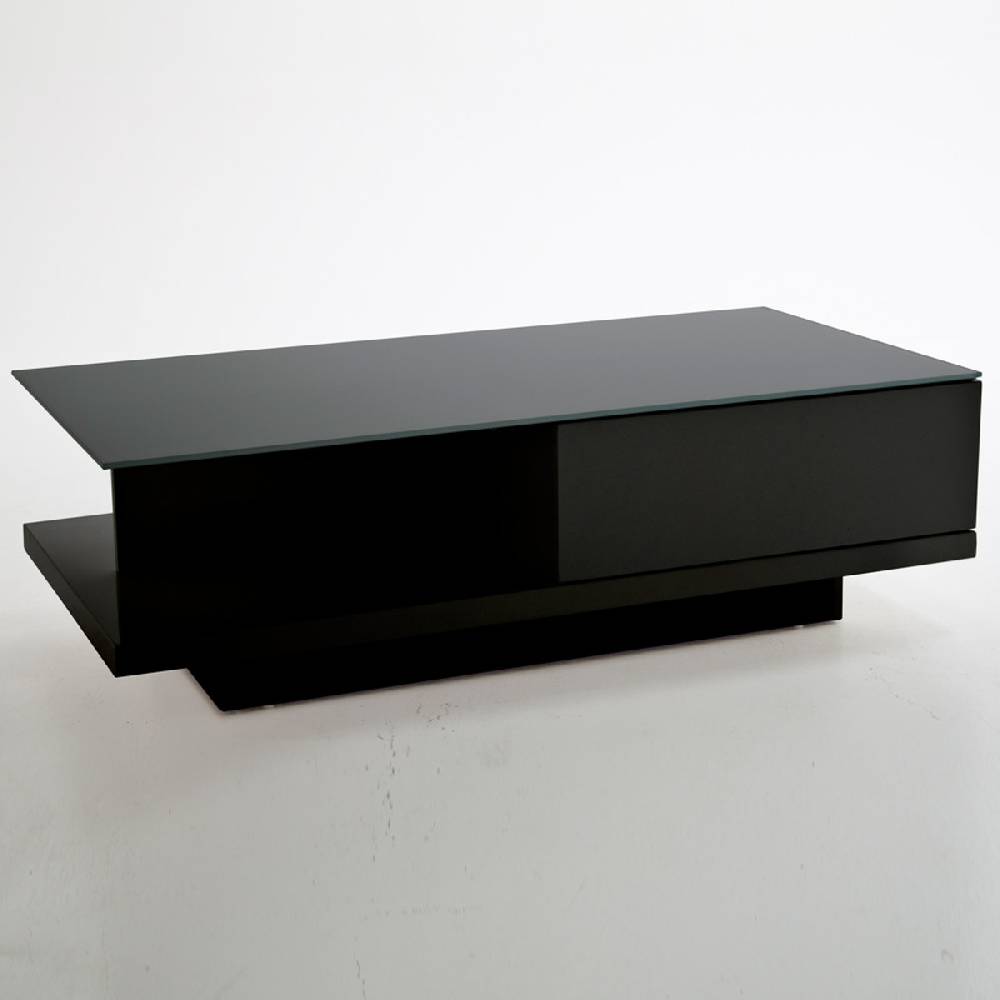 Salesfever Couchtisch schwarz 120x60 cm Holz Glas mit Schublade Clara Online Shopping