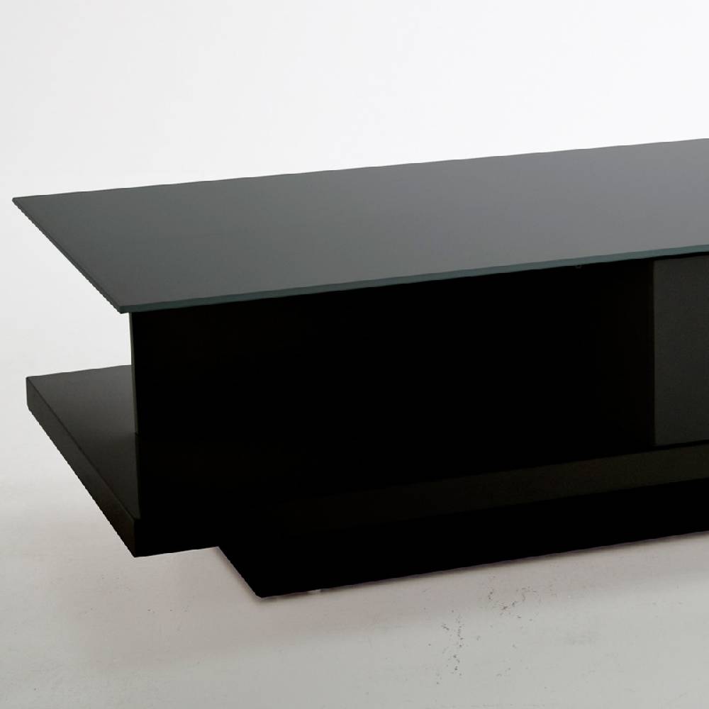 Salesfever Couchtisch schwarz 120x60 cm Holz Glas mit Schublade Clara Online Shopping