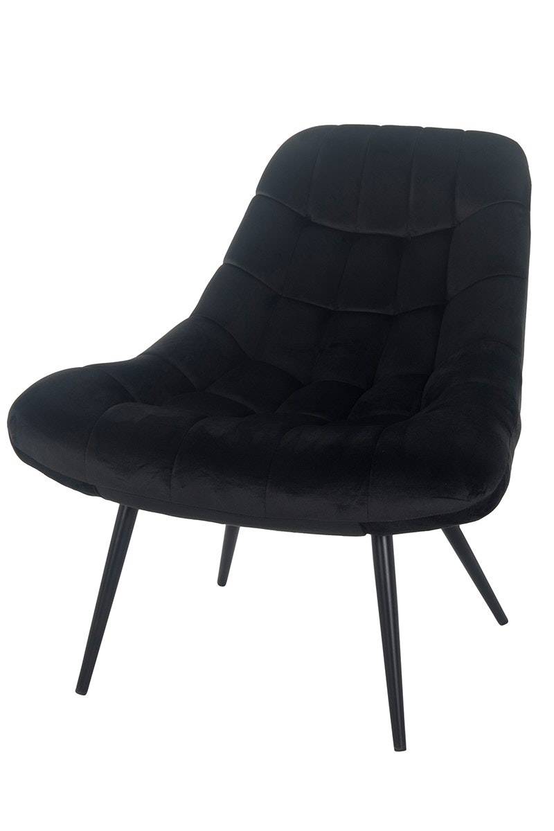 Salesfever Loungesessel schwarz XXL-Sitzfläche Steppung Samt Metall schwarz CHICAGO Exklusivangebot
