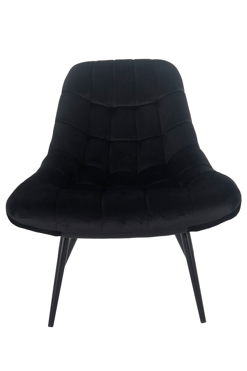 Salesfever Loungesessel schwarz XXL-Sitzfläche Steppung Samt Metall schwarz CHICAGO Exklusivangebot