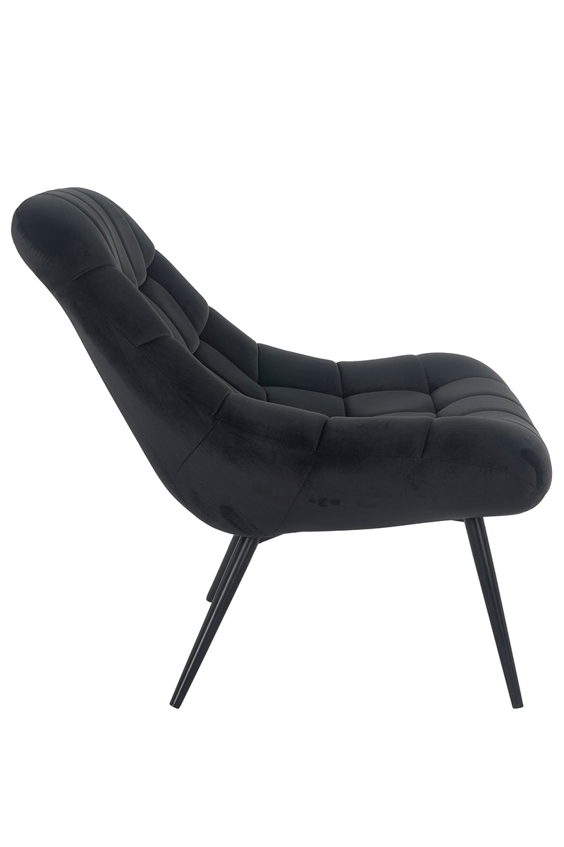 Salesfever Loungesessel schwarz XXL-Sitzfläche Steppung Samt Metall schwarz CHICAGO Exklusivangebot