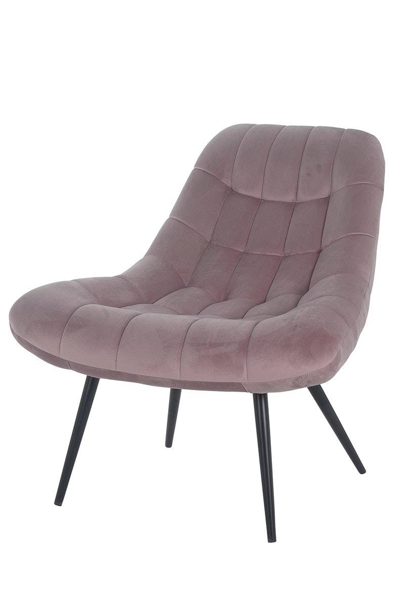 Salesfever Loungesessel rosa XXL-Sitzfläche Steppung Samt Metall schwarz CHICAGO Black Friday