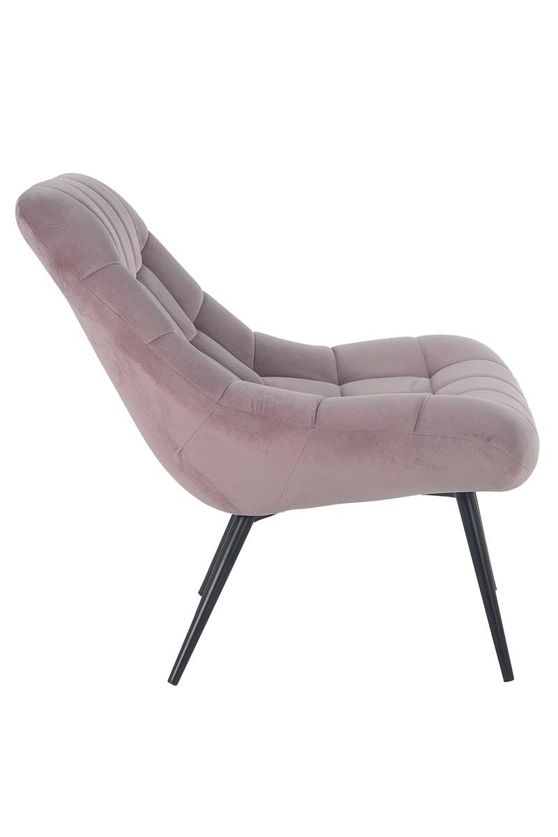 Salesfever Loungesessel rosa XXL-Sitzfläche Steppung Samt Metall schwarz CHICAGO Black Friday