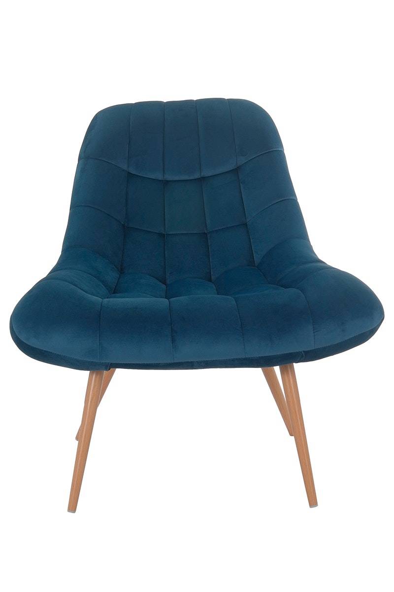 Salesfever Loungesessel Kobaltblau XXL-Sitzfläche Steppung Samt Metall Holzoptik CHICAGO Cyber Monday