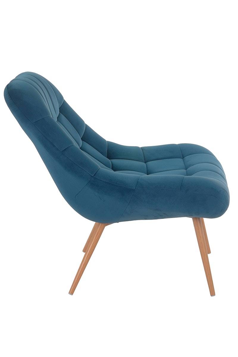 Salesfever Loungesessel Kobaltblau XXL-Sitzfläche Steppung Samt Metall Holzoptik CHICAGO Cyber Monday