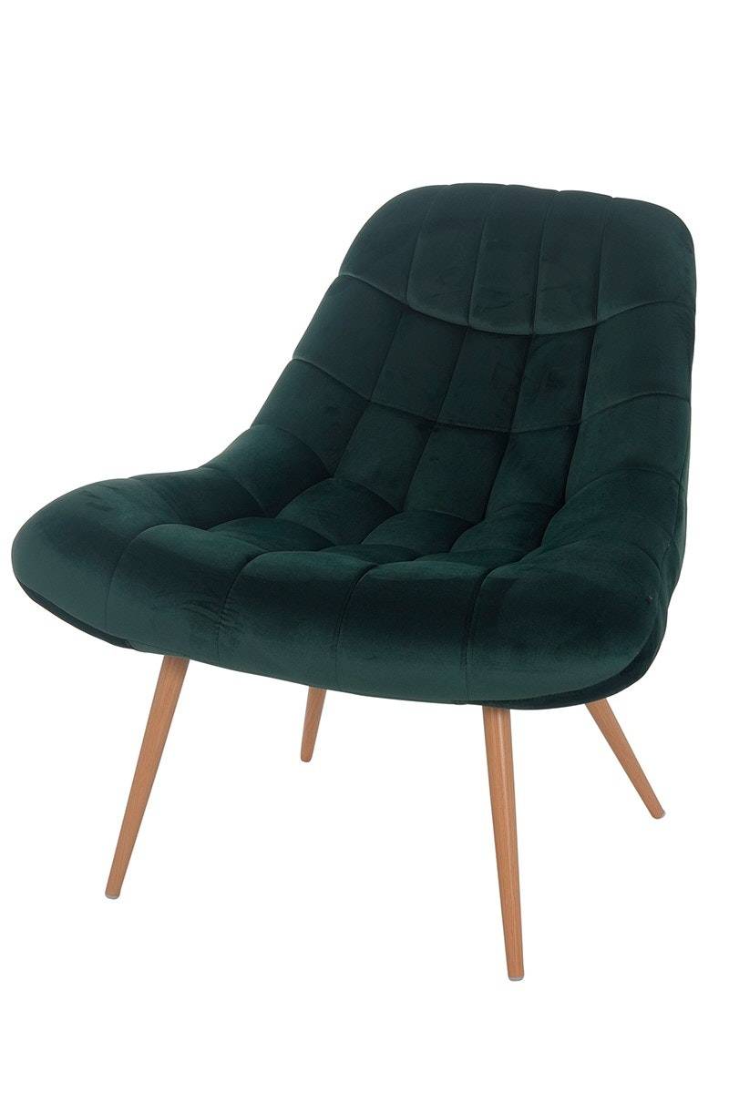 Salesfever Loungesessel tannengrün XXL-Sitzfläche Steppung Samt Metall Holzoptik CHICAGO Weihnachtsangebot