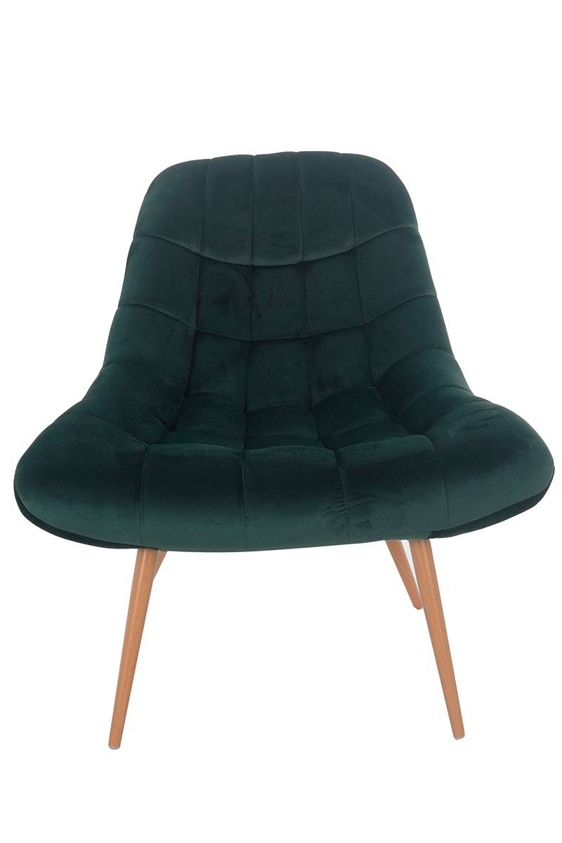 Salesfever Loungesessel tannengrün XXL-Sitzfläche Steppung Samt Metall Holzoptik CHICAGO Weihnachtsangebot