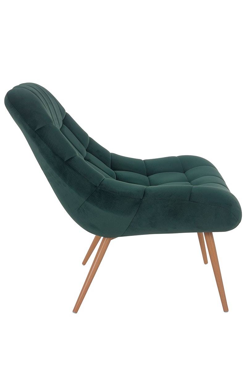 Salesfever Loungesessel tannengrün XXL-Sitzfläche Steppung Samt Metall Holzoptik CHICAGO Weihnachtsangebot