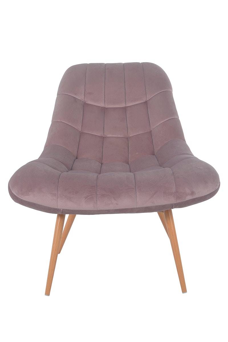 Salesfever Loungesessel rosa XXL-Sitzfläche Steppung Samt Metall Holzoptik CHICAGO Muttertagsangebot