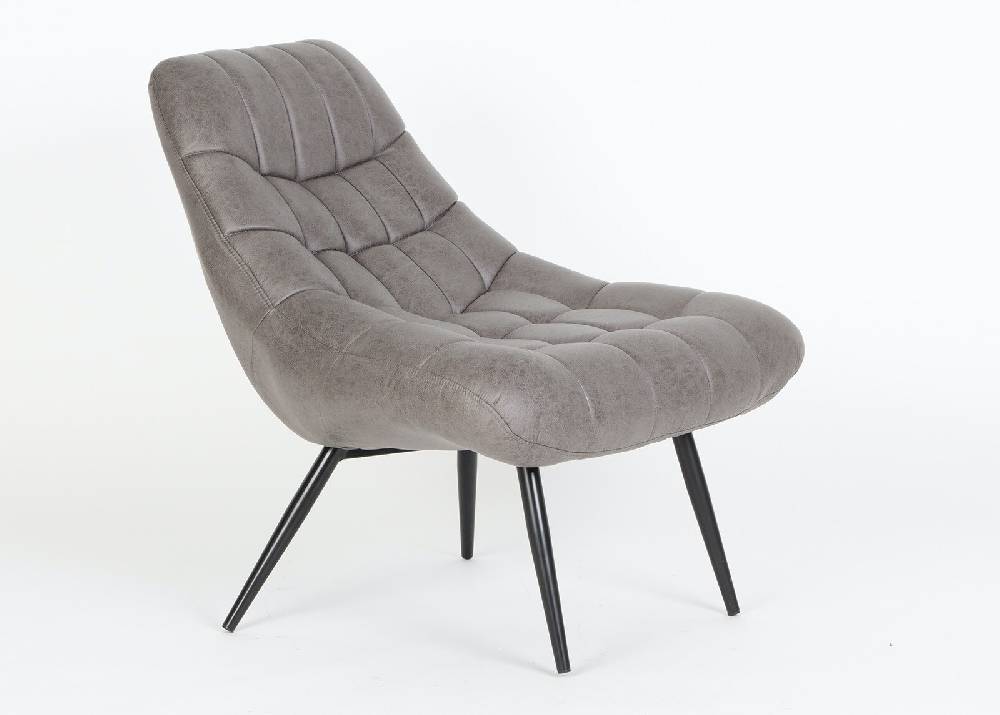Salesfever Loungesessel Dunkelbraun XXL-Sitzfläche Steppung Kunstleder Metall schwarz Chicago Valentinstagsangebot