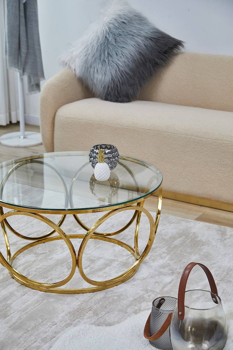 Salesfever Couchtisch Ø 80 cm Gold/Klarglas Juno Lagerräumung