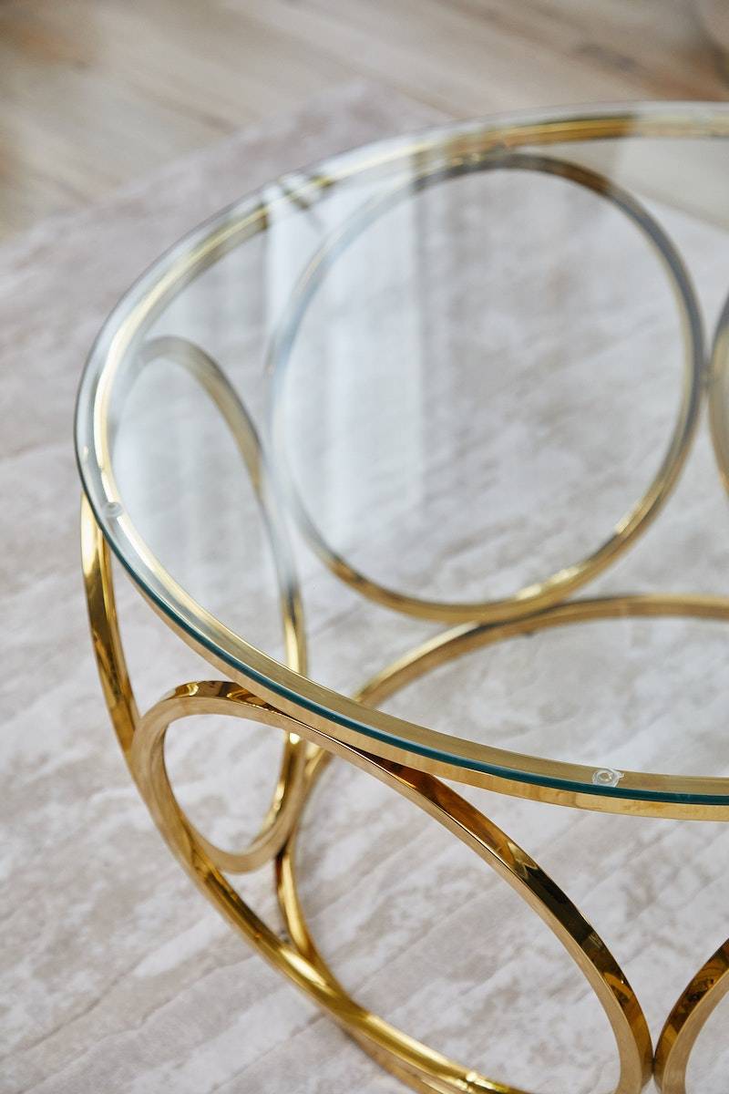 Salesfever Couchtisch Ø 80 cm Gold/Klarglas Juno Lagerräumung