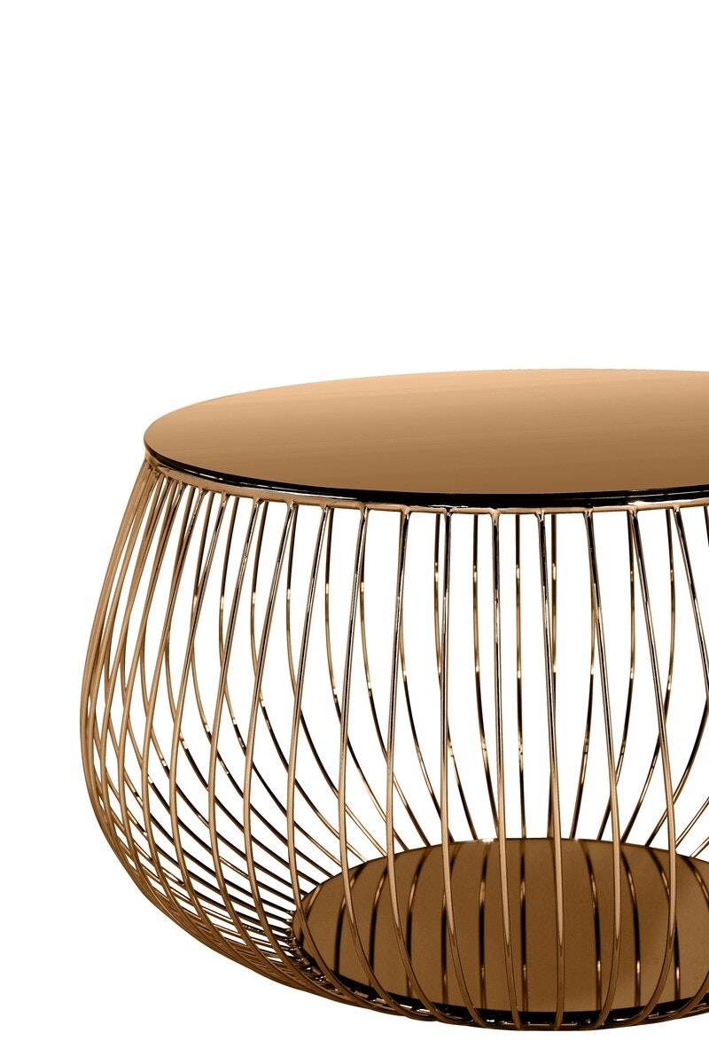 Salesfever Couchtisch Rosegold mit Metallkorb Ø 72 cm Marmoroptik Viola Bestseller