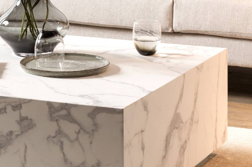 Salesfever Couchtisch Weiß 90x90 cm in Marmoroptik Jaxon Bis zu 65% Rabatt