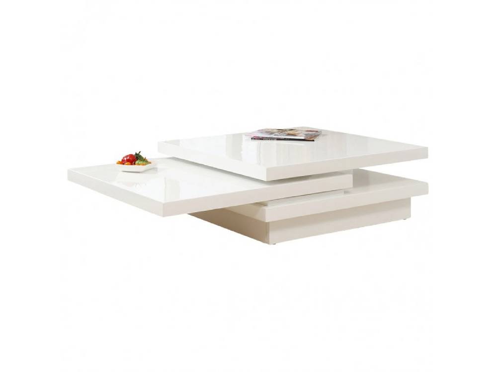 Salesfever Couchtisch weiß hochglanz 360° 119 - 160 cm Wohnzimmertisch GIACO Vierteljährliche Förderung