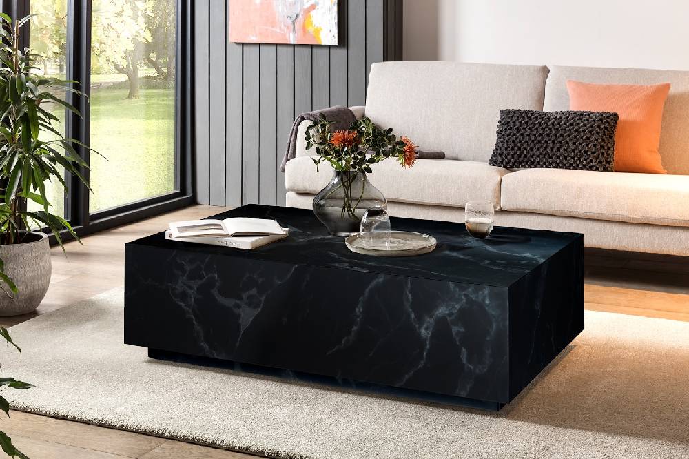 Salesfever Couchtisch Schwarz 120x75 cm in Marmoroptik Jacey Black Friday Preise