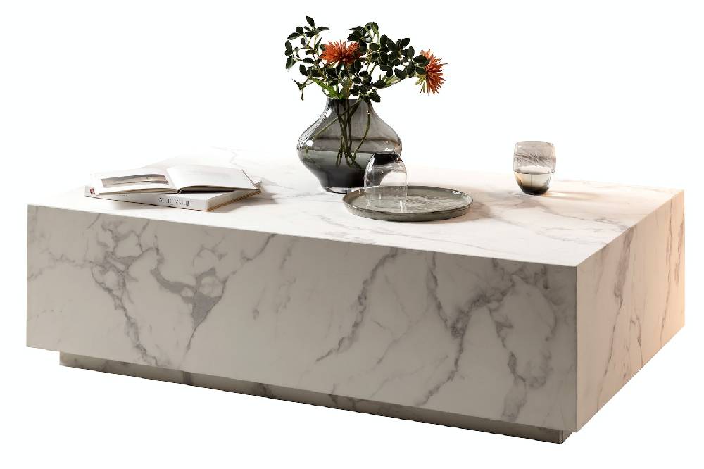 Salesfever Couchtisch Weiß 120x75 cm in Marmoroptik Jacey Im Verkauf