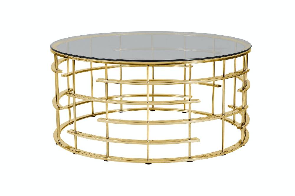 Salesfever Couchtisch Gold/Grau Ø 90 cm Astra zollfrei