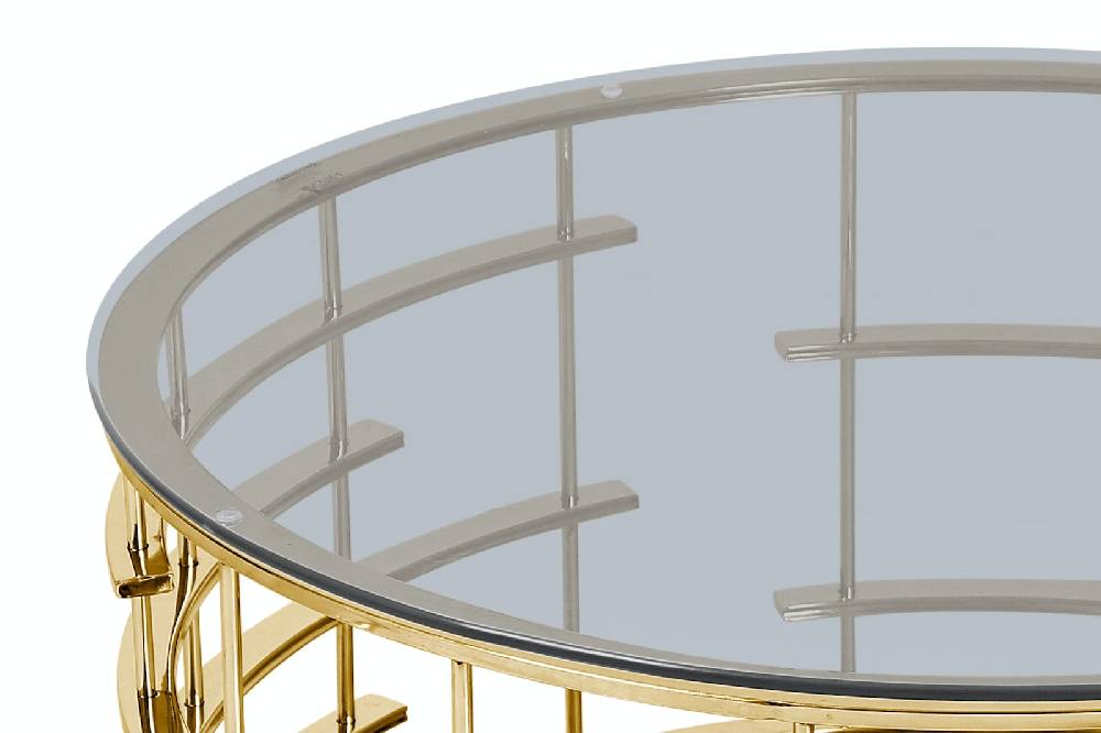 Salesfever Couchtisch Gold/Grau Ø 90 cm Astra zollfrei