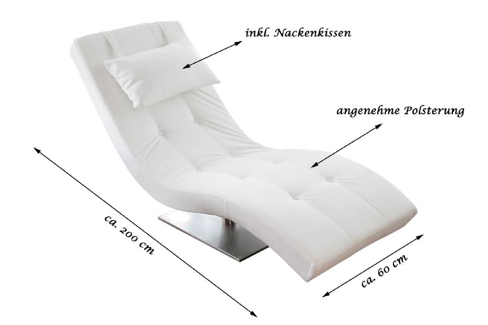 Salesfever Liege weiß Polsterliege Relaxliege 200 cm Modern Design TIARA Rabatte dieses Monats