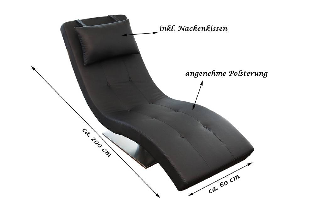 Salesfever Liege schwarz Polsterliege Relaxliege 200 cm Modern Design TIARA 2025