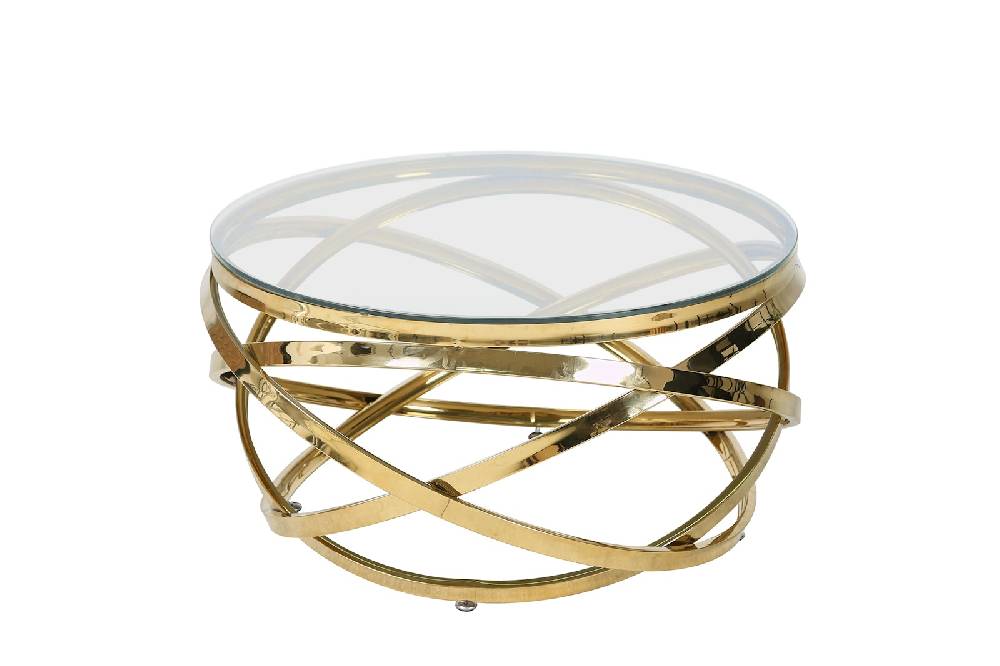 Salesfever Couchtisch Gold/Klar Ø 80 cm Vela Angebote