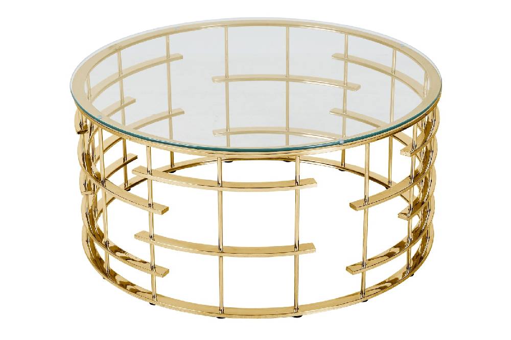 Salesfever Couchtisch Gold/Klar Ø 90 cm Astra Hotsell