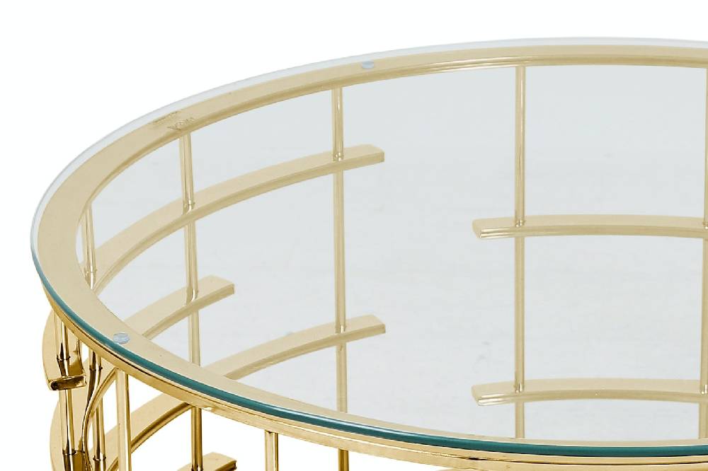 Salesfever Couchtisch Gold/Klar Ø 90 cm Astra Hotsell