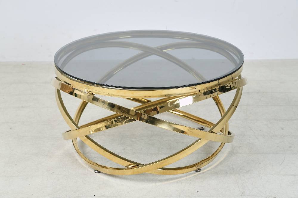 Salesfever Couchtisch Gold/Grau Ø 80 cm Vela im Angebot