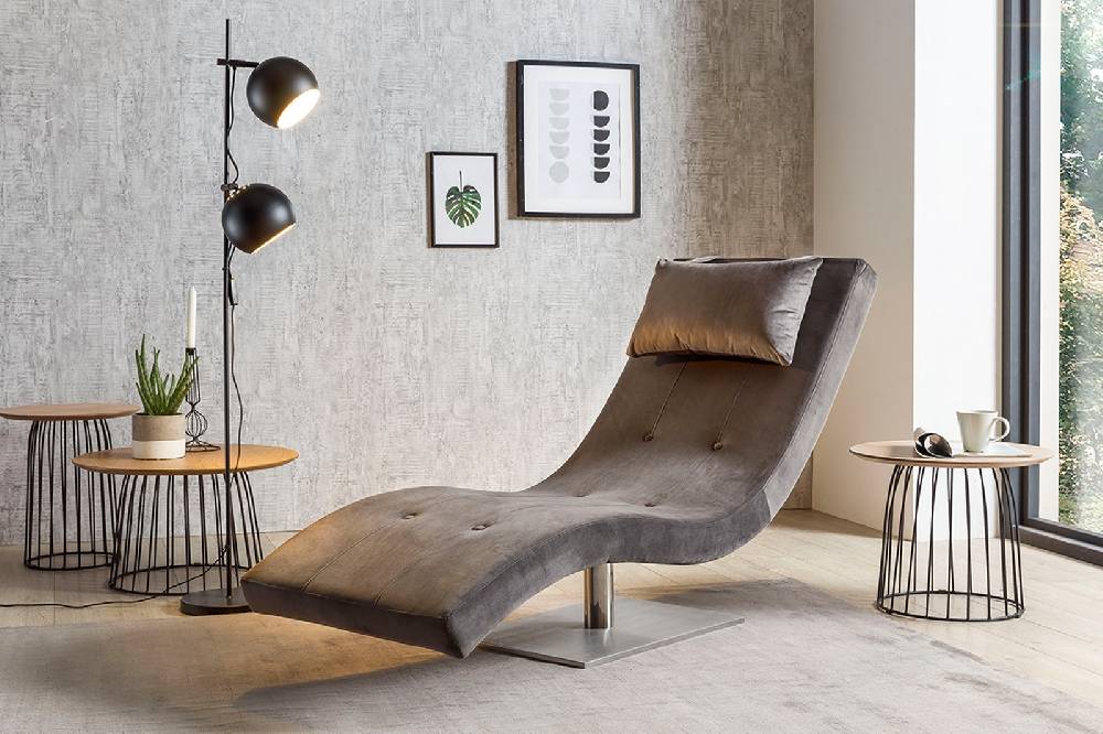 Salesfever Liege grau Polsterliege Relaxliege 200 cm Design Samt Tiara Fabrikpreis