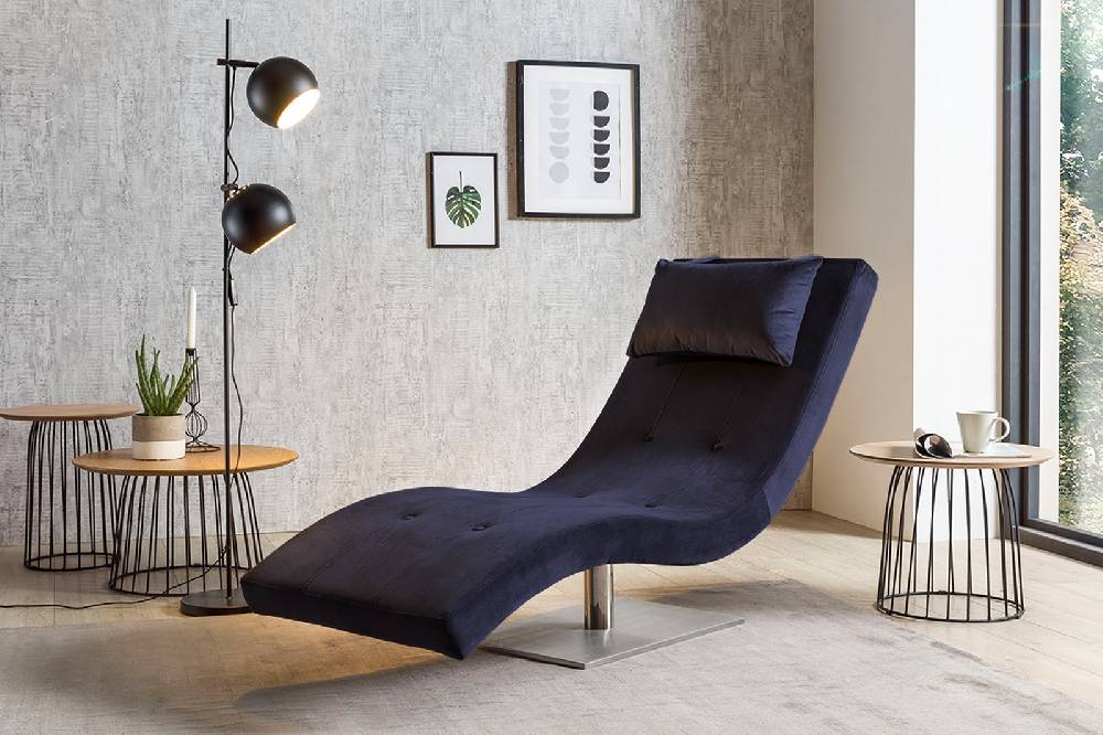 Salesfever Liege blau Polsterliege Relaxliege 200 cm Design Samt Tiara Sonderangebot
