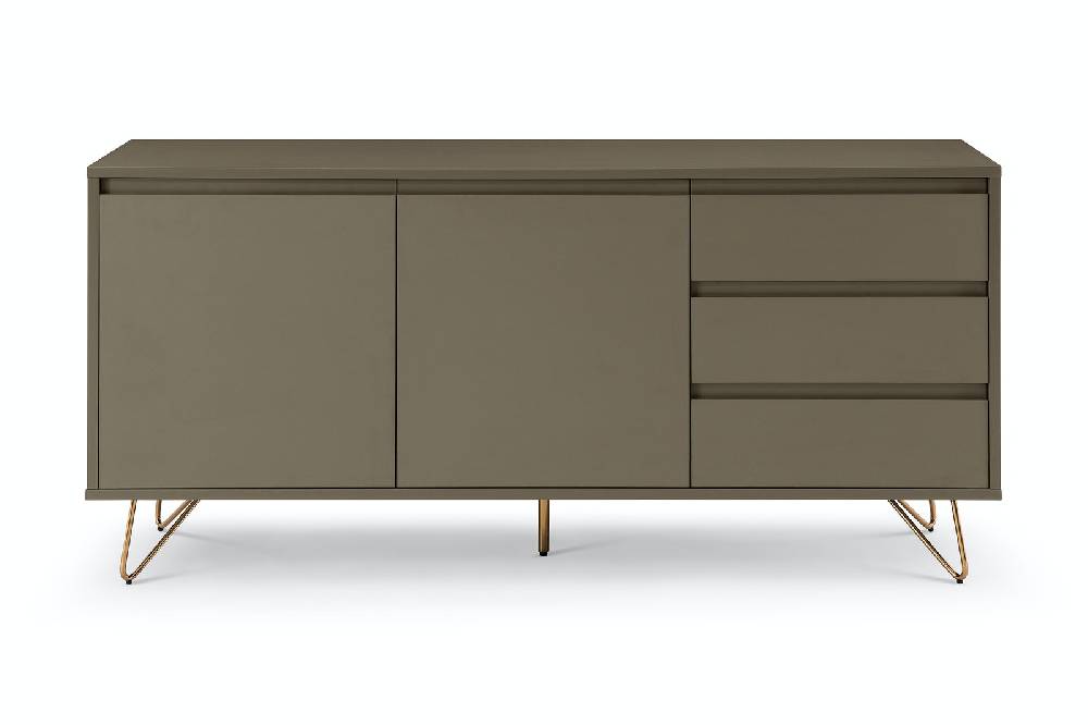 Salesfever Sideboard Grau mit 2 Türen und 3 Schubladen Beine Messing LOTTA Rabatt