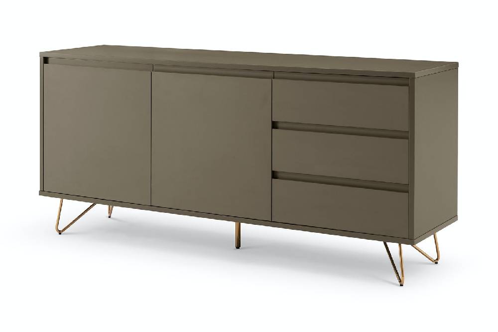 Salesfever Sideboard Grau mit 2 Türen und 3 Schubladen Beine Messing LOTTA Rabatt