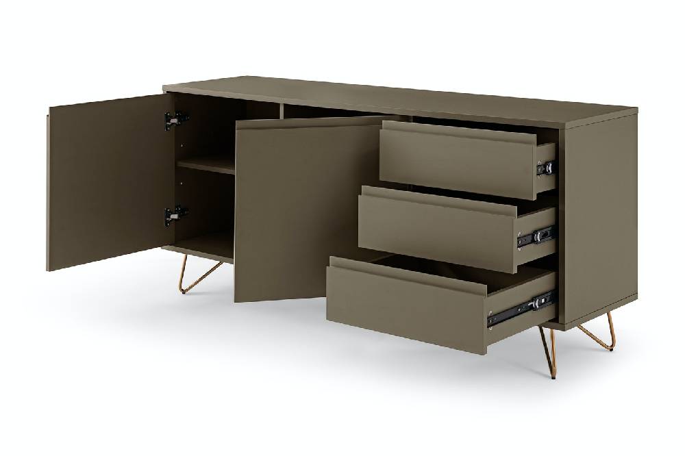 Salesfever Sideboard Grau mit 2 Türen und 3 Schubladen Beine Messing LOTTA Rabatt