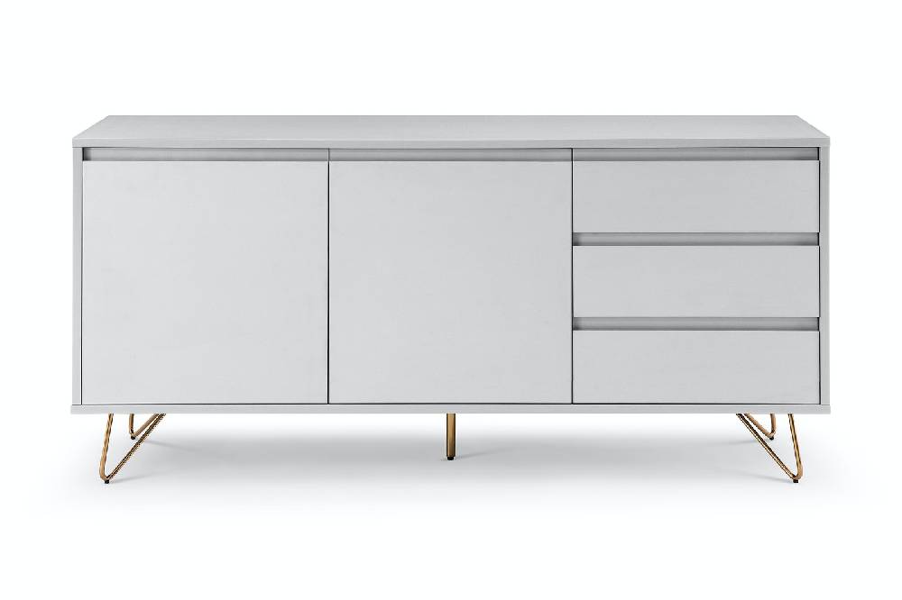 Salesfever Sideboard Weiß mit 2 Türen und 3 Schubladen Beine Messing LOTTA Günstig kaufen
