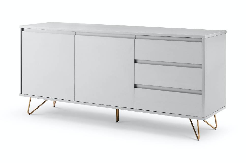 Salesfever Sideboard Weiß mit 2 Türen und 3 Schubladen Beine Messing LOTTA Günstig kaufen