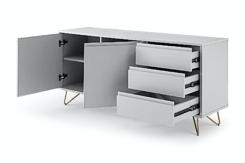 Salesfever Sideboard Weiß mit 2 Türen und 3 Schubladen Beine Messing LOTTA Günstig kaufen