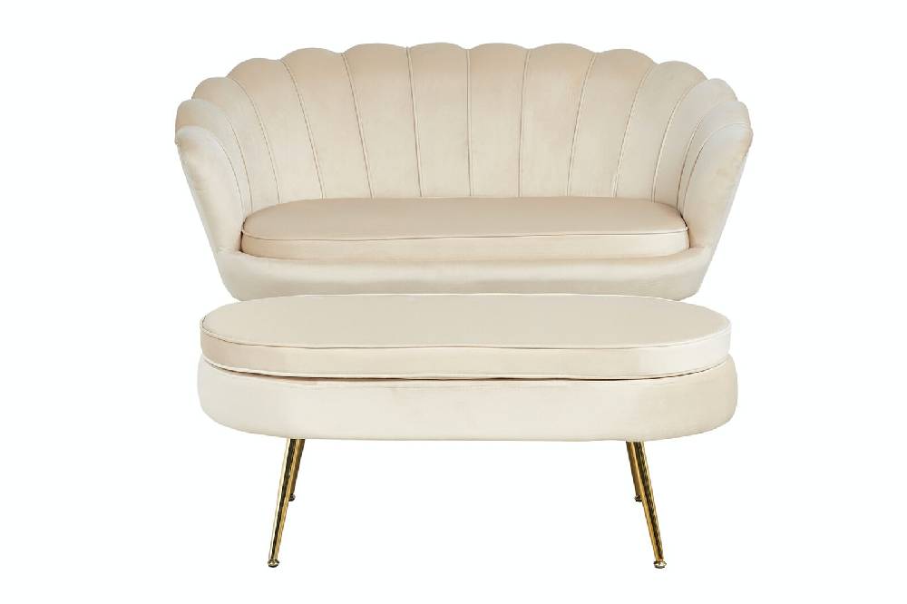 Salesfever Muschelsofa Beige aus Samt Arielle Preisnachlass