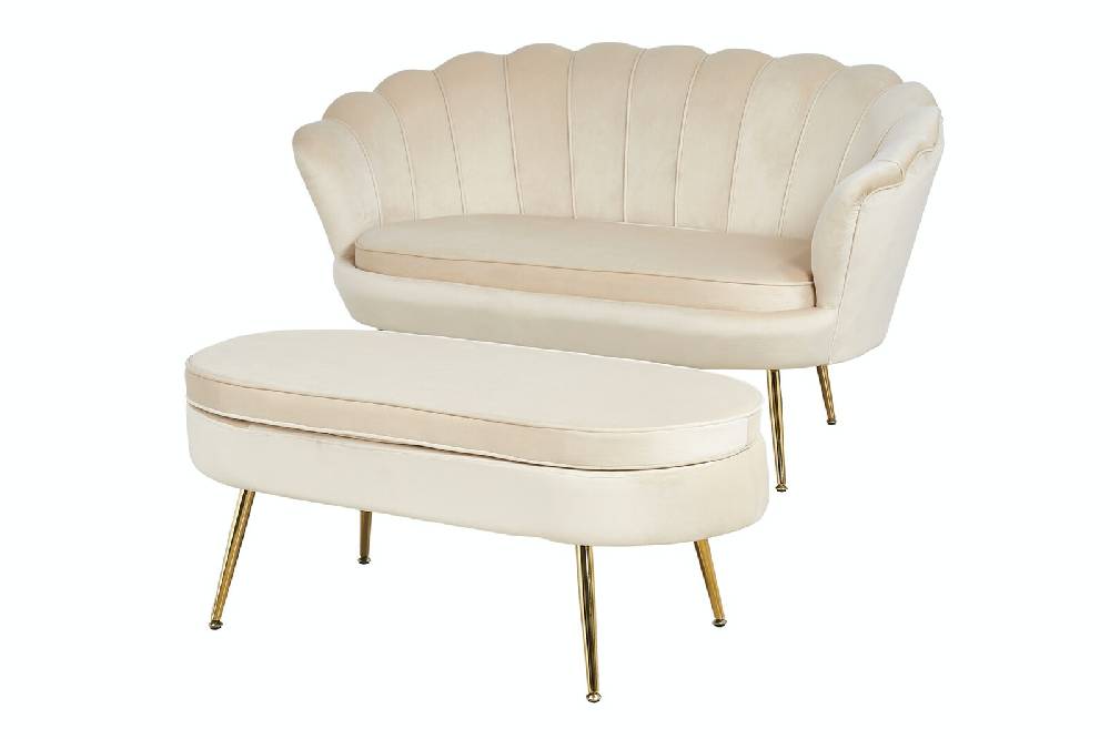 Salesfever Muschelsofa Beige aus Samt Arielle Preisnachlass