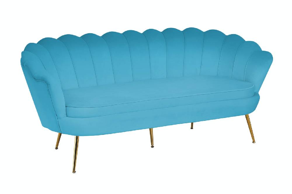 Salesfever Muschelsofa Blau 3-Sitzer aus Samt Arielle Cyber Monday
