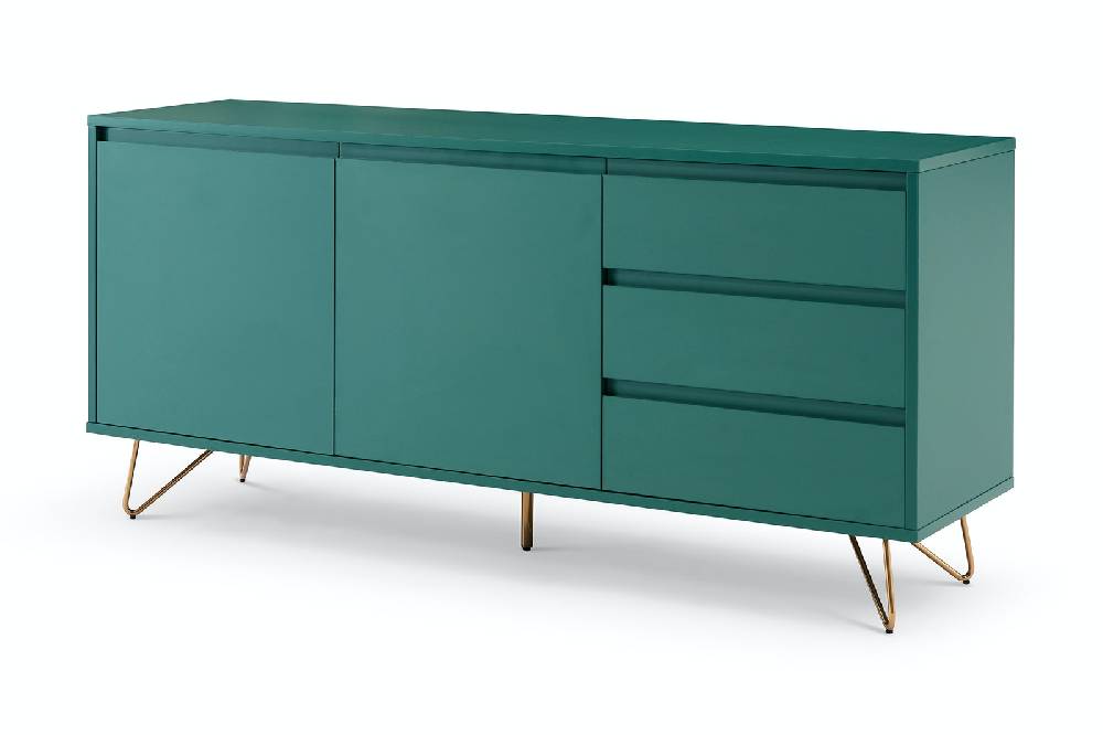 Salesfever Sideboard Grün mit 2 Türen und 3 Schubladen Beine Messing LOTTA Osterangebot