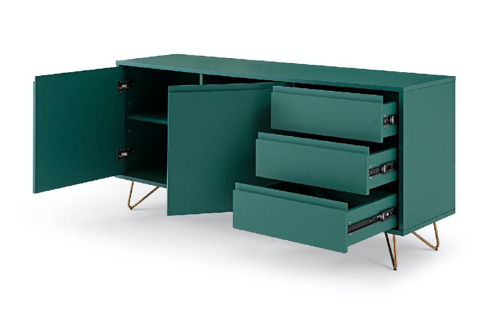 Salesfever Sideboard Grün mit 2 Türen und 3 Schubladen Beine Messing LOTTA Osterangebot